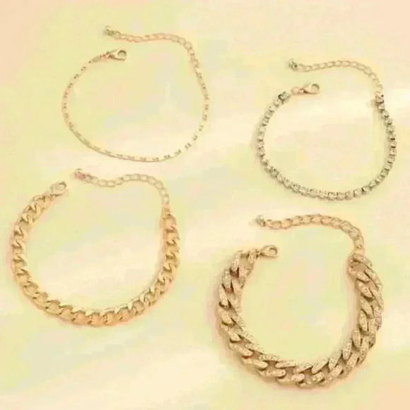 New 4 Pcs Set Gold-Tone Bracelet Set: Versatile Collection of Gold-Tone - Picture 4 of 4